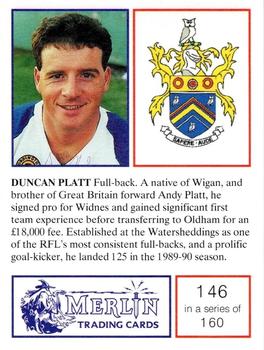 1991 Merlin Rugby League #146 Duncan Platt Back